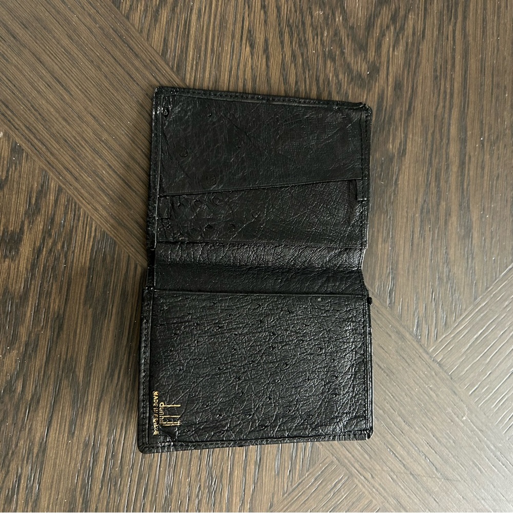 Dunhill Black Ostrich Bi Fild Leather Card Holder Wallet UNISEX - Picture 5 of 6